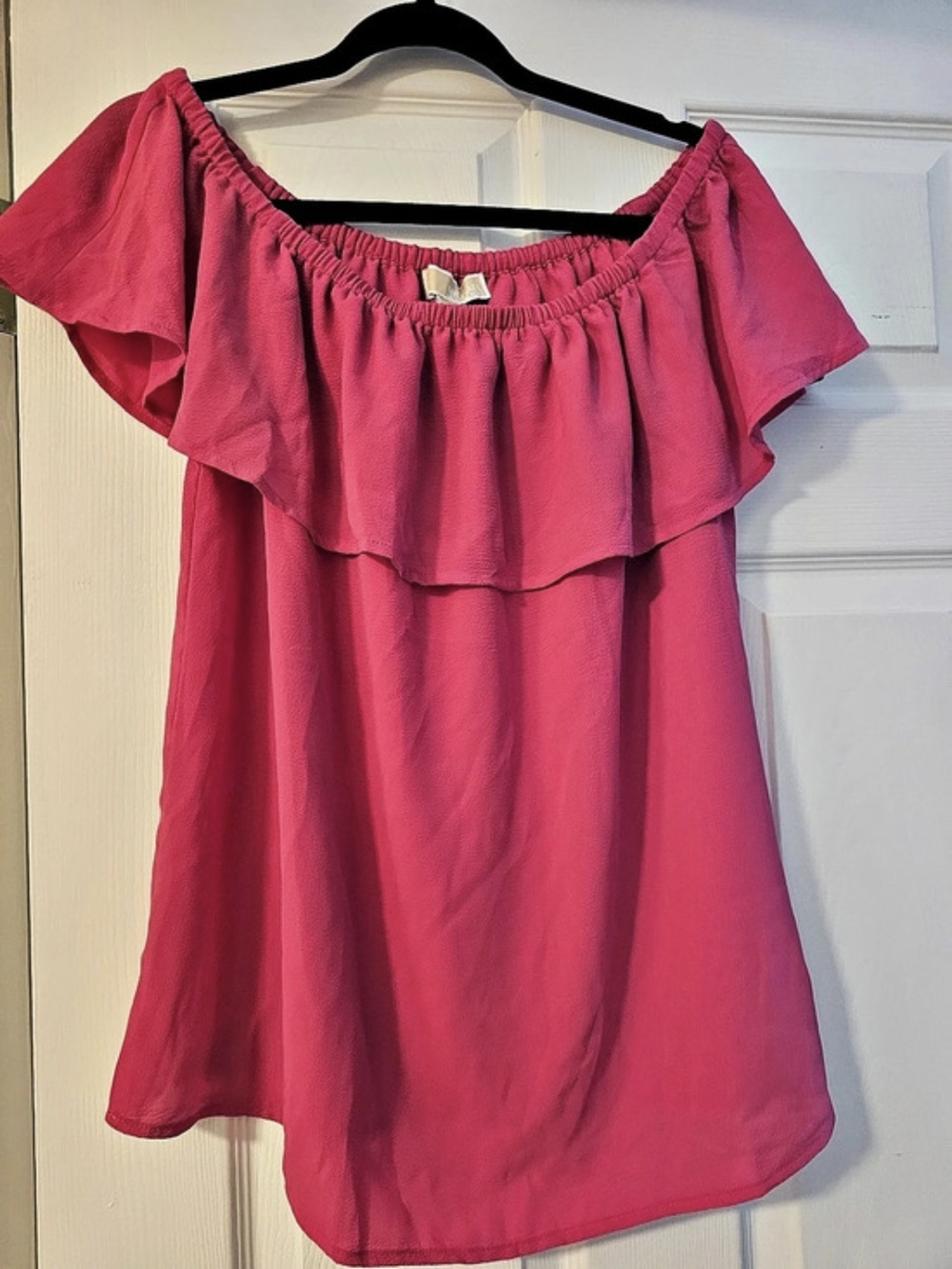 Michael Kors Basics Electric Pink Ruffle Blouse in Pink Size XL NWT